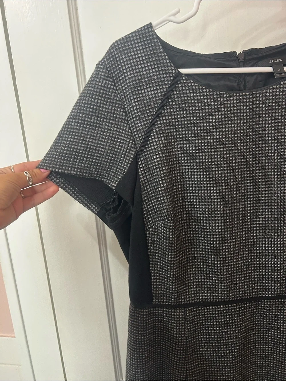 J. Crew Black and Gray Fit-and-Flare Mini Dress